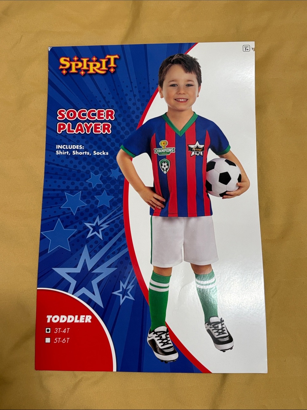 Spirit Kids Soccer Player Costume in Blue, Red & Green - Picture 9 of 10